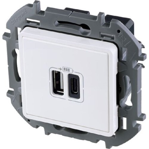 Розетка USB тип A+С без рамки Legrand Inspiria 2-м. 3000мА белый картинка